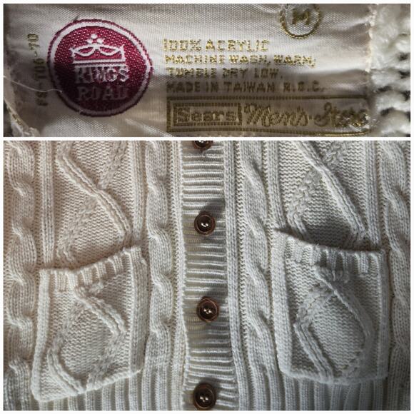 Vintage Sear's Cardigan Size Medium Cream - Picture 3 of 3